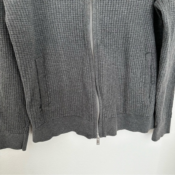 Theory Amador Breach Cotton Full Zip Knit Sweater Size Large Men’s Dark Gray - Picture 2 of 11